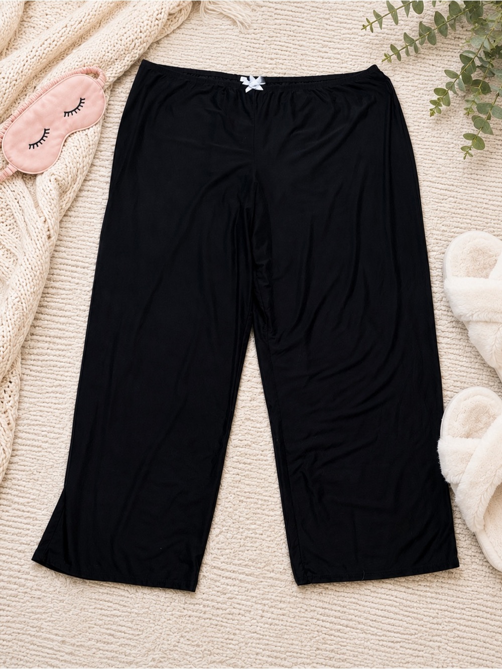 Intimo Donatella Black Pajama Lounge Pants Women’s XXL Soft Wide Leg Sleepwear